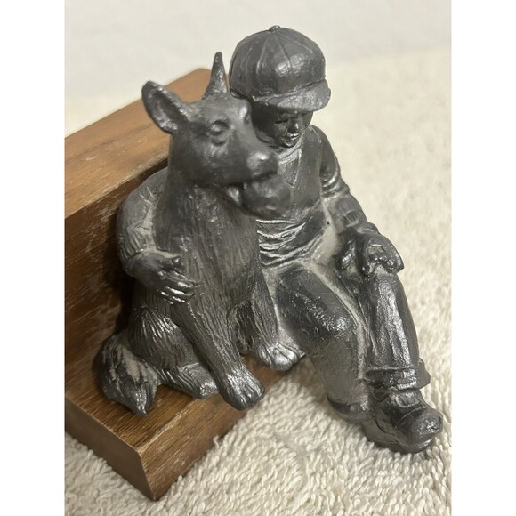 Michael Ricker Pewter Boy and HIs Puppy Dog With Ball Miniature Figurine - Picture 10 of 11